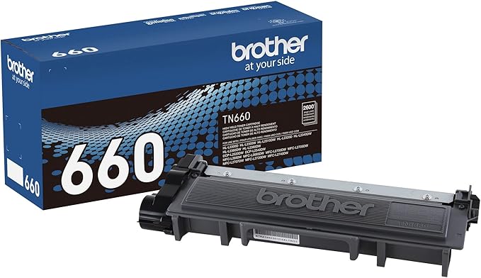 Brother Genuine High Yield Toner Cartridge, TN660, Replacement Black Toner, Page Yield Up to 2,600 Pages, Amazon Dash Replenishment Cartridge, Black, 1 pack