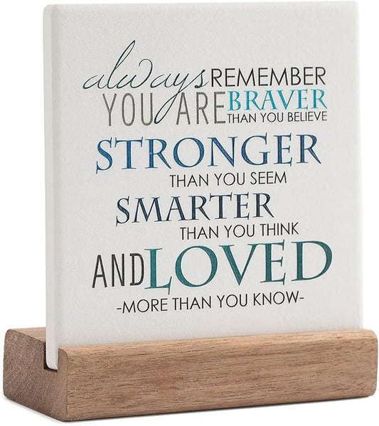 Lukiejac Inspirational Quotes Desk Decor Gifts For Women Best Friend Encouragement Cheer Up Gifts Office Inspiration Positive Plaque With Wooden Stand For Cowoker Motivational Sign For Birthday (Blue)