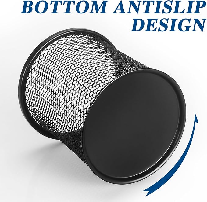 Tamaki Pen Holder Cup for Desk, Wire Mesh Pencil Cup Holder for Desk Office Pen Organizer (Black)