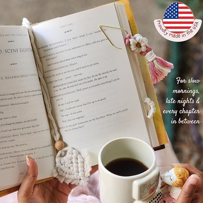 Set of 3 Whimsical Bookmark | Book tabs Classroom Must Haves Crochet Flower Bookmark Paper Clips Bullet Journal Tassels for Bookmarks Cute Things Teacher Must Haves