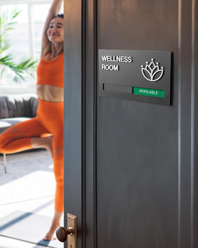 Wellness Room Sign - Do Not Disturb Privacy Slide Door Sign In Use And Available Slider Indicator Tells Whether Room Vacant Or Occupied