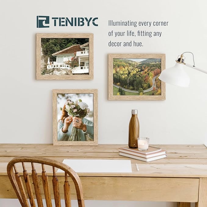 8.5x11 Oak Picture Frame 3 Pack with HD Glass, Natural Wood Certificate Frame, Table or Wall Display