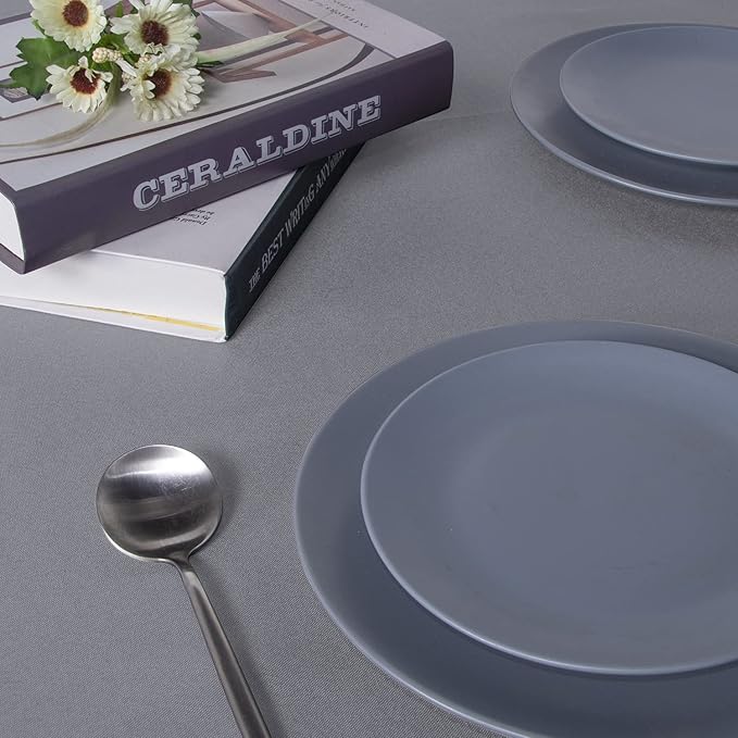 sancua Rectangle Tablecloth - 54 x 78 Inch - Stain and Wrinkle Resistant Washable Polyester Table Cloth, Decorative Fabric Table Cover for Dining Tables, Buffet Parties and Camping, Light Grey