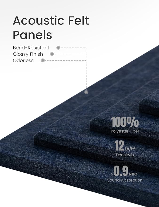 Large Felt Bulletin Board 48" x 36" Cork Board Alternative-12 Pack with 70 Safe Removable Adhesive Tabs, Cork Boards for Walls Cork Board for Home Office Classroom Pin Board - Denim Blue