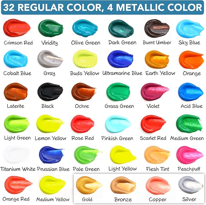 ESRICH Acrylic Paint Set, 74 PCS Professional Paint Supplies with Paint Brushes, Acrylic Paints, Easel, Canvases, Painting Pads, Palette, Paint Knives, Brush Cup and Art Sponge for Hobbyists Beginners