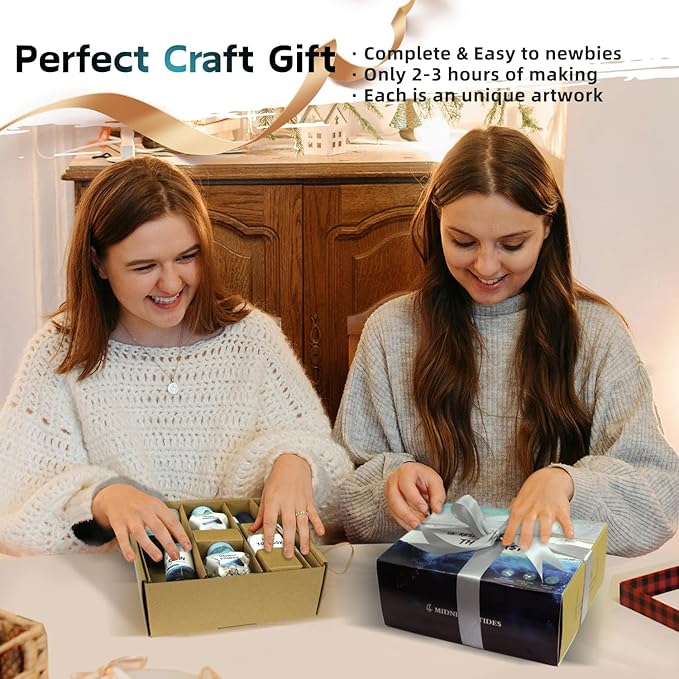 iLAND Crafts for Adults Resin Art Kit DIY Beach Ocean Themed Crafting Adult Girls Night Craft Making Set Date Night Painting Kit for Couples Unique Christmas Gifts for Crafty Women Teen Girls Romantic