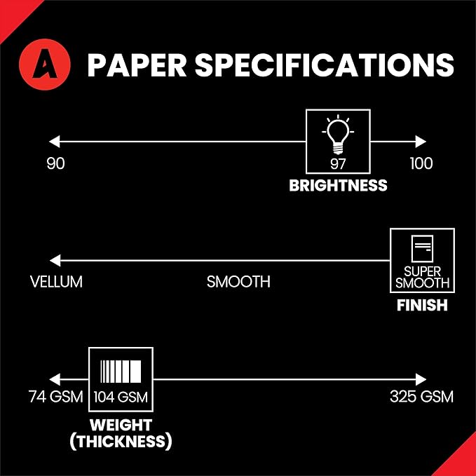 Accent Opaque White Printer Paper, 12” x 18” 28lb Copy Paper – 1,600 Sheets (4 Reams) – Premium Computer Paper with Super Smooth Finish, 97 Bright, 104gsm – Ideal for Ink Heavy Printing – 189024C