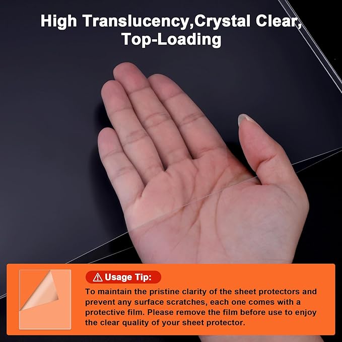 Ndsox 10 Pack 8" x 10" Rigid Print Protectors Clear Hard Plastic Sheet Protectors Top Loading for Photographs, Photo Papers, Posters, Prints, Birth Certificates, Heavy Duty No-Hole Rigid Photo Sleeves