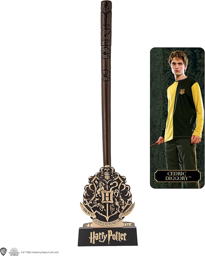 Cinereplicas Harry Potter - Cedric Diggory Wand Pen with Stand & Lenticular Bookmark - Official License