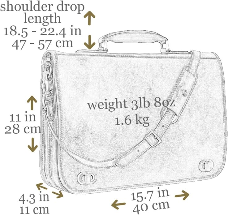 Time Resistance Leather Briefcase for Men - Italian Full Grain Leather Laptop Bag - Messenger Bag - Gift Box Included