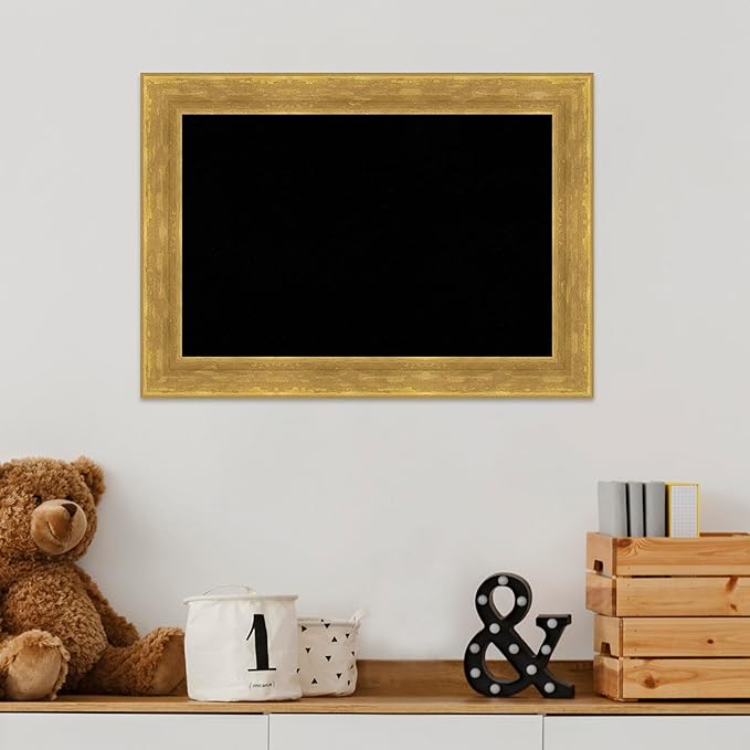 Amanti Art Black Cork Board for Wall, 15x21 Vision Board with Gold Wood Frame, Small Corkboard Office Decor for Home Organization, Modern Corkboard Pinboard to Display Items for Home Organization in