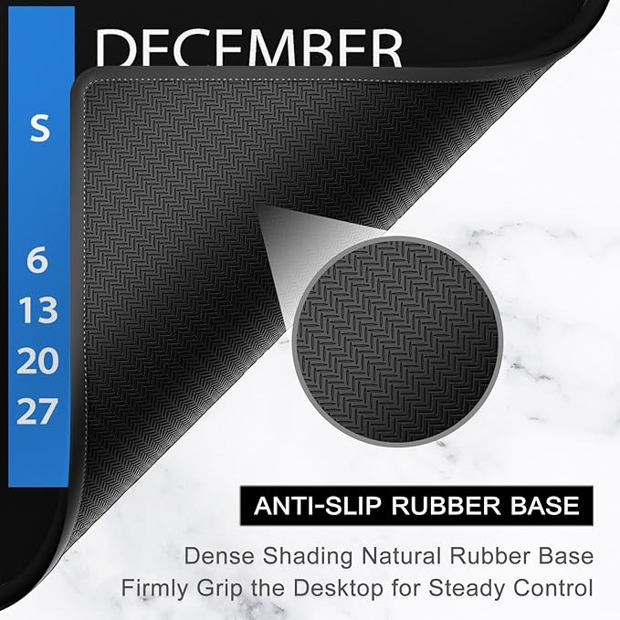 2026 Calendar Mouse Pad, Square New Year 2026 Mousepad 10.2 x 8.3 Inch, Stitched Edge Anti-Slip Waterproof Rubber Computer Mat for Office, Gaming, Laptop, New Year Office Supplies Gift, Black