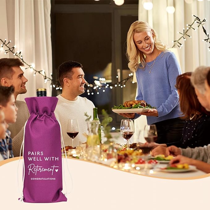 XFW Purple Retirement Wine Bag Retirement Gifts for Women Men Farewell Gifts for Coworkers Going Away Gift for Friends Boss