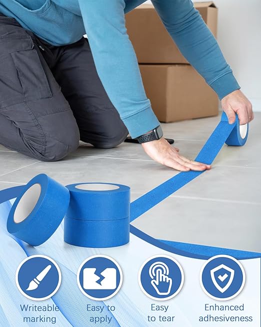 Painter's Tape 12 Rolls (Totaling 660 Yards) 1.88 inches x 55 Yards Blue Masking Tape for General Purpose Wall Painting, Home Improvement