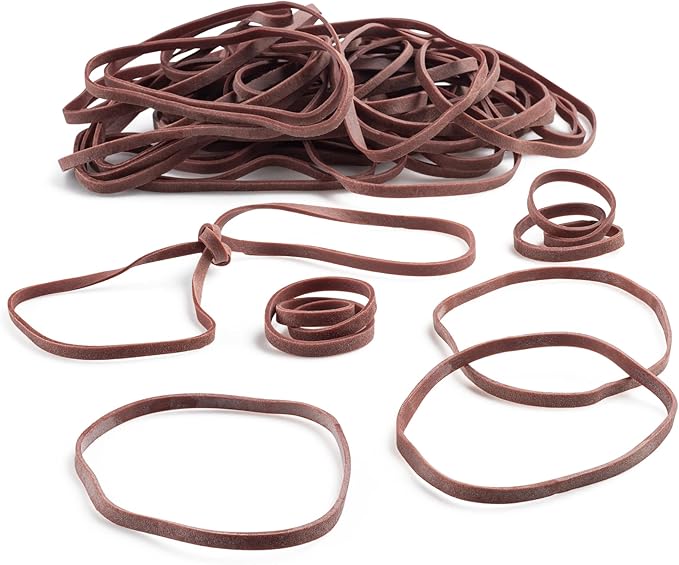 PlasticMill Brown Rubber Bands Size 33 (3 1/2" x 1/8") - #33 Colored Rubber Bands Office Supplies - Strong, Elastic Bands for Crafts, Balloon Garland, Cash, File Folders (100-Pack)
