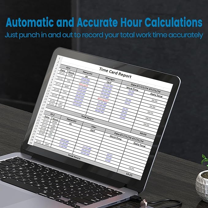 Time Clocks for Employees Small Business Automatic Calculate Hours, 0 Monthly Fees Fingerprint Time Clock, H3 Standalone Biometric Clock in Machine for Employees with 5 RFID Cards
