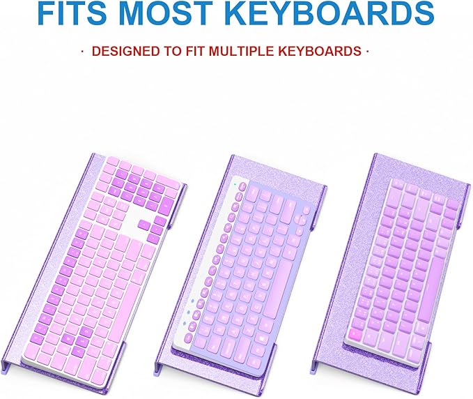 WINFFOR Comfortable Computer Keyboard Stand - Ergonomic Keyboard Riser Acrylic Tilted Keyboard Holder for Easy Typing&Working at Home Office - Fits All Keyboard Sizes - 17'' Wide (Glitter Purple)