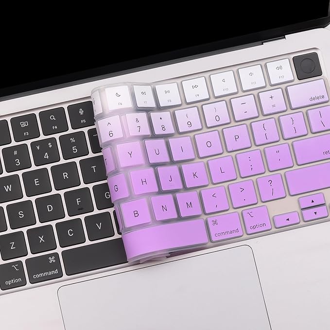 2 Pack Keyboard Cover for 2025-2021 MacBook Pro 14" 16" M4 M3 M2 M1 Pro/Max, 2025-2023 MacBook Air 13" 15" M4 M3 M2, Ultra Thin Keyboard Skin for 14.2" 16.2" MacBook Pro /13.6" 15.3"-Ombrepurple