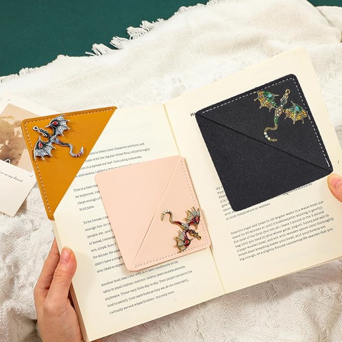 Fantasy Dragon Leather Metal Bookmark,Fourth Wing Corner Bookmarks,Book Marks for Reading Women Book Lovers Book Accessories(Dragon)