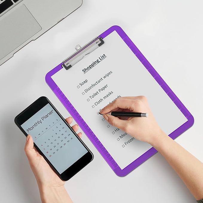 Bulk Clipboards Set of 30, 8.5x11 Plastic Colored Clear Clip Board with Ruler, Suitable for Classroom, Students, Kid, Size 9" x 12.5" with Low Profile Clip, Office & School Supply