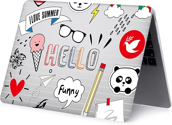 Case Compatible with MacBook Air 11 Inch Model A1370 & A1465, 2 in 1 Matte Plastic Laptop Hard Shell Snap on Case Bundle with Keyboard Cover for Mac Air 11,6" - Funny Summer