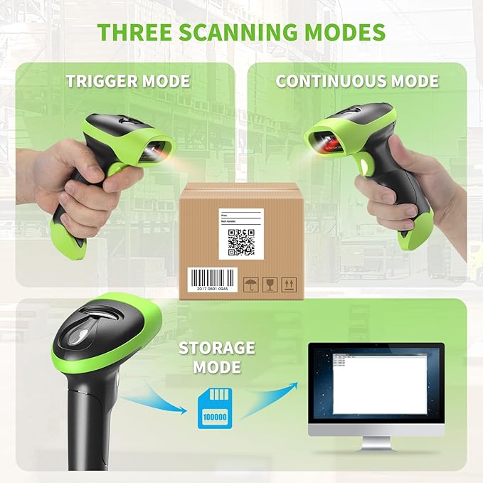 NetumScan Wireless QR Barcode Scanner, 3 in 1 Automatic Bluetooth 1D 2D Barcode Reader USB Image Code Scanner for Store, Warehouse POS, Computer, Tablet, iPad, iPhone, Android