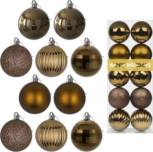 Vintage Copper 3.2" Large Christmas Balls - Christmas Tree Decoration Ornaments Shatterproof Hanging Balls for Birthday Halloween Holiday Wedding Decorations Set of 10pcs