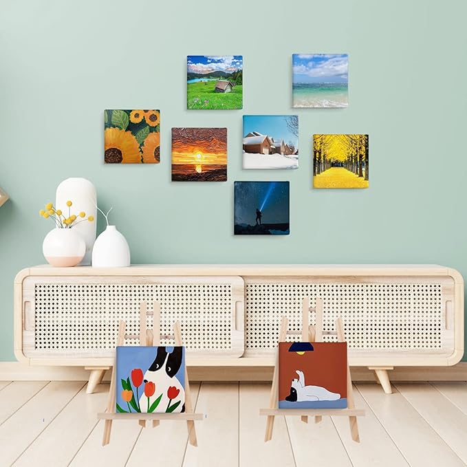 ESRICH Mini Canvas 40Pack 2.4x2.4inch, 2/5''Profile Art Primed Mini Canvases for Painting, Tiny Painting Canvas for Kids and Art Supplies.