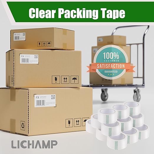 Lichamp Clear Packing Tape, 18 Rolls Heavy Duty Packaging Tape Refill for Moving Boxes, Mail Shipping Supplies, 1.88 inch x 55 Yard x 2.6 mil, A218TP