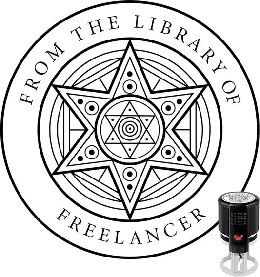 Custom Ink Stamp | Personalized Self Inking Stamp Gifts for Book Lovers, Readers, Teachers | 5 Ink Colors (Star-01)