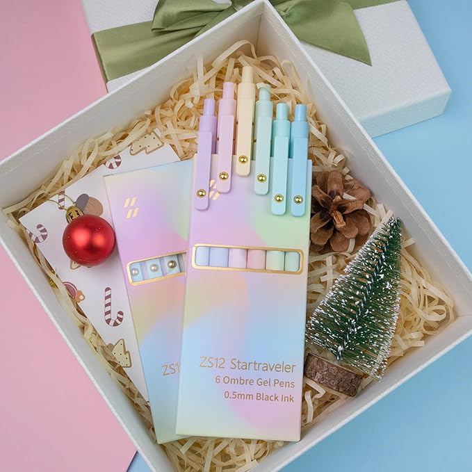 Gel Pens, 12 Pcs 0.5mm Fine Point Smooth Writing Pens Japanese Cute Pens, High-End Series Black Ink Pens for Journaling Note Taking, School Office Supplies for Women Men (12 Pcs Ombre)