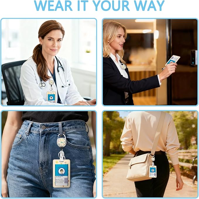 Gctriki Teacher Lanyards for ID Badges, Cute Retractable Badge Reel Heavy Duty with Carabiner Clip, English Letter ID Badge Holder with Lanyard, Retractable Keychain Name Badge Teacher Student Gifts