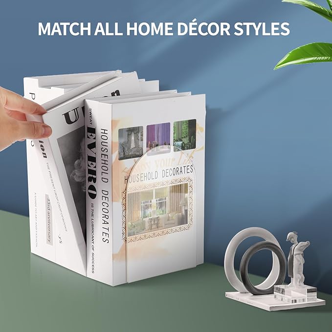 Adwikoso Book Ends for Shelves Clear Acrylic Bookends for Heavy Books Organizer Book Stopper to Hold Books for Home Office School and Desktop Decoration(Circular Arc) (16)