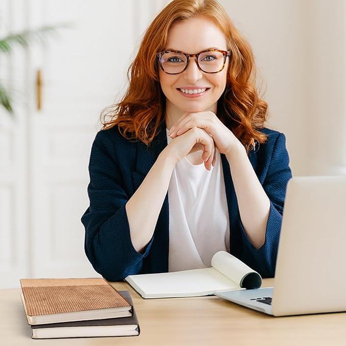 Lined Journal Notebook for Work College Ruled Note Book 7.2"x9.6" B5 PU Leather Daily Journaling 160 Pages for Women Men Writing Home School Supplies Business RoseGold