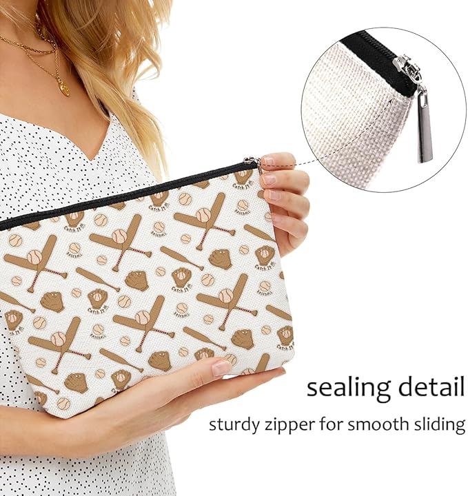 Cute Baseball Mom Makeup Bag - Baseball Coach Travel Accessories - Mothers Day, Christmas, Birthday & Retirement Gift Ideas