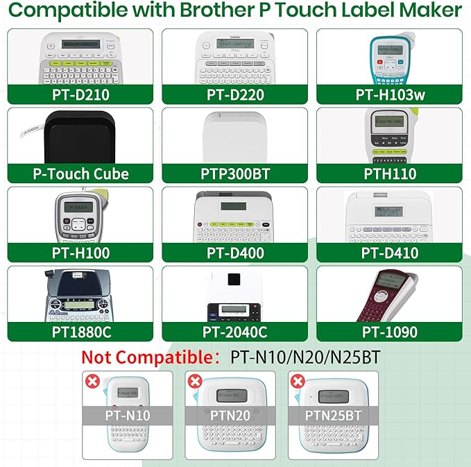 Label Maker Tape, Tze Tz Tape 12mm 0.47 Laminated White TZe-231 Replace for Brother P Touch TZ-231 AZe-231 Compatible with Brother P-Touch Label Maker Refills PT-D210 PTH110 PTD220,6PK