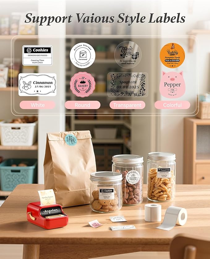 NIIMBOT B21 Label Printer,Bluetooth Thermal Label Maker,Ideal for Home Organization,Business,Ofice,50x30mm Labels,230Pcs(Red)