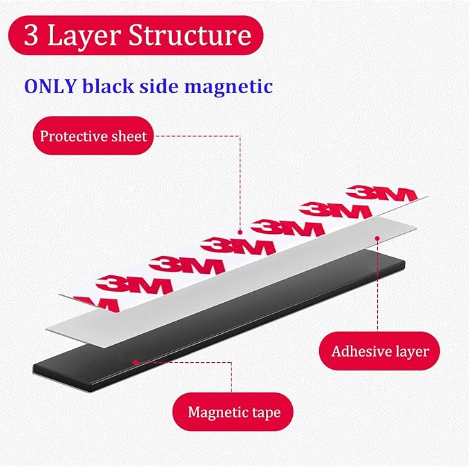 Magnetic Tape Strip Roll with 3M Adhesive Backing,(1in Wide x40ft Long) Flexible Sticky Magnet Tape Strips for Kitchen, Garage Whiteboards Fridge Organization