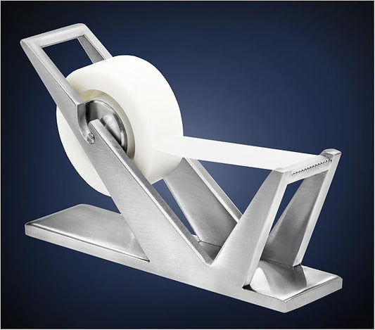 Patented Modern Art Tape Dispenser St202 Stainless Steel Silver Color High-end Desk Accessory Office Organizer Adhesive Transparent Cutter Holder Christmas Fathers Valentines Day Gift.