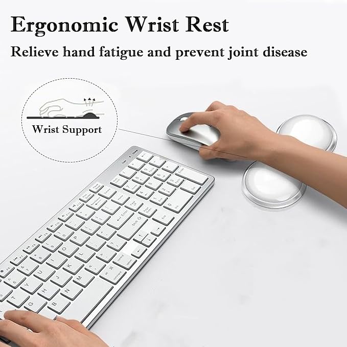 Mouse Wrist Rest Pad, 5.71" Ergonomic Cool Silicone Gel Wrist Support Pad for Effortless Typing & Pain Relief, Non-Slip Base Wrist Support Cushion for Gaming, Computers, Laptops, Office Use Black