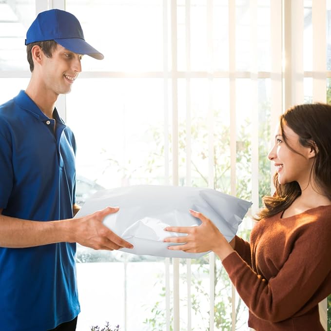 Large Poly Mailers 24x24 Inch 50 Pcs, Extra Large Shipping Bags for Clothing with Self-Sealing Tear-Resistant, Waterproof Poly Bags, Mailing Envelopes for Small Business (White)