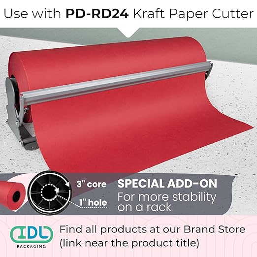 Christmas Red Kraft Paper Roll 24" x 8400" (700 feet) - Quality USA-Made Large Paper Roll 50lb Thickness for Packing, Moving, Shipping & Crafts/Art - Natural Wrapping Material by IDL Packaging