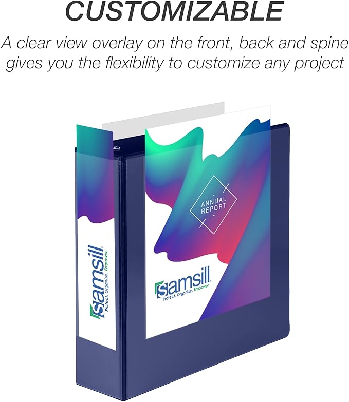 Samsill Durable 3 inch 3 Ring Binder, Made in USA, D Ring Binder, FSC 100% Recycled Chipboard, Blue, 4 Pack