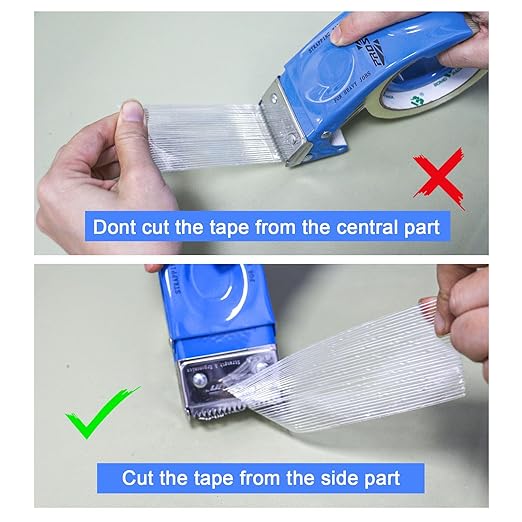 BOMEI PACK Strapping Tape 2Inch with Dispenser, Heavy Duty Fiberglass Reinforced Packing Tape with String for Moving and Shipping, 4Rolls x 5.5Mil x 35Yds, Total 140Yds
