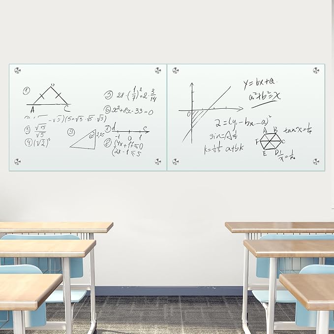 H-Qprobd Glass White Board for Wall Dry Erase Board 36" x 24" (2pcs) Magnetic Presentation Whiteboard for Home, Office and School