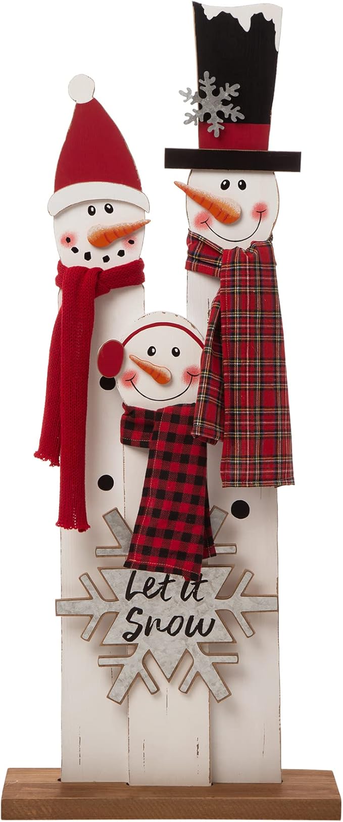 Glitzhome 35.43" H Wooden Snowman Family Porch Decor Merry Christmas Home Indoor Outdoor Porch Wall Christmas Decoration