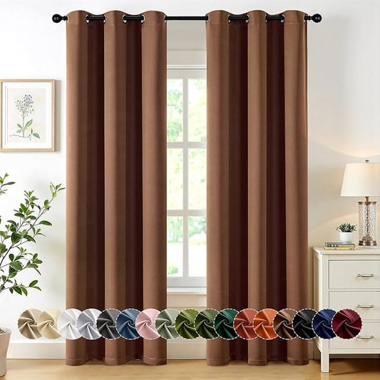 MIULEE Blackout Curtains for Bedroom Living Room 84 Inches Long 2 Panels, Thermal Insulated Room Darkening Drapes Solid Grommet Noise Reduction Light Blocking Window Treatments 40x84 Inch Mocha Brown