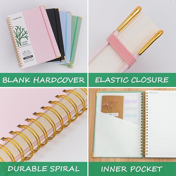 Hardcover Spiral Notebook, 8.5 x 11 IN Notebooks College Ruled, 110 GSM Thick Lined Paper Notebooks for Work, School and Travel, 300 Pages Journals for Writing, Large Journal for Women and Men Pink