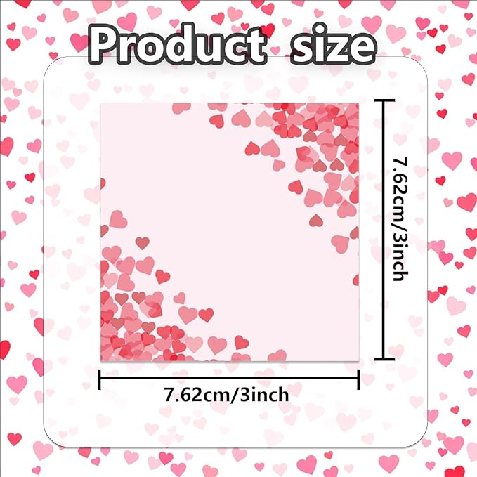 9 Pieces Valentine's Day Sticky Notes Self-Adhesive Heart Note Pads for School Office Home Supplies - Students Teachers Gift