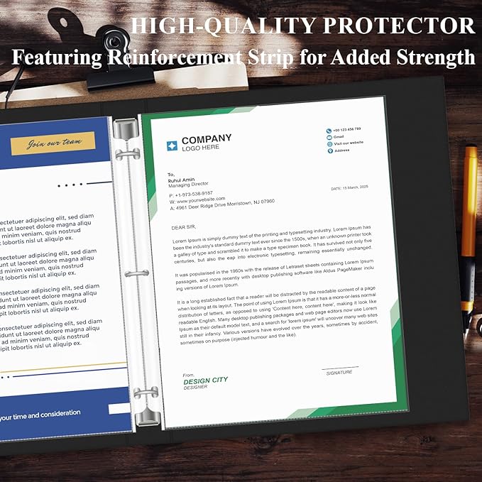 Page Protectors for 3 Ring Binder, Sheet Protectors 8.5 x 11 Inch, 200 Per Box Clear Sheet Protectors for 3 Ring Binder, Plastic Sleeves for Paper 8.5x11 Heavy Duty, Top Load & Reinforced 3-Hole.